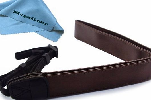 MegaGear Brown Leather Digital SLR Camera, Camcorder Neck Shoulder Straps for Canon, Nikon, Samsung, Olympus, Sony, Fujifilm, Panasonic