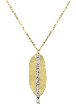 9ct Gold Diamond Set Leaf Pendant 1N5883