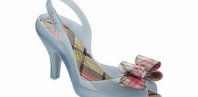 Sky blue tartan heart peep-toe heels