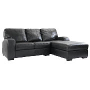 Memphis 3 SEAT LEATHER CHAISE SOFA BLACK