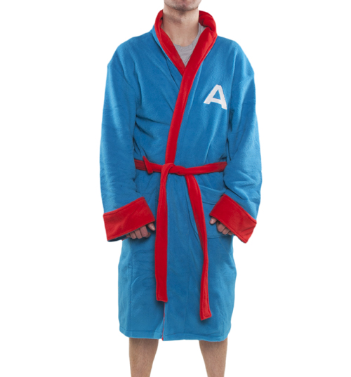 Blue Capatin America Fleece Bath Robe