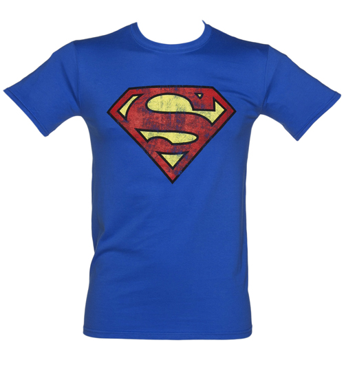 Blue Distressed Superman Logo T-Shirt