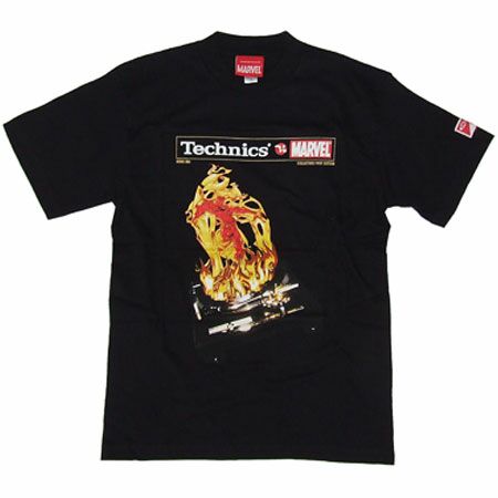 Marvel vs Technics Human Torch Black T-Shirt