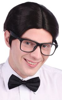 Mens Wig: Nerd Style Black