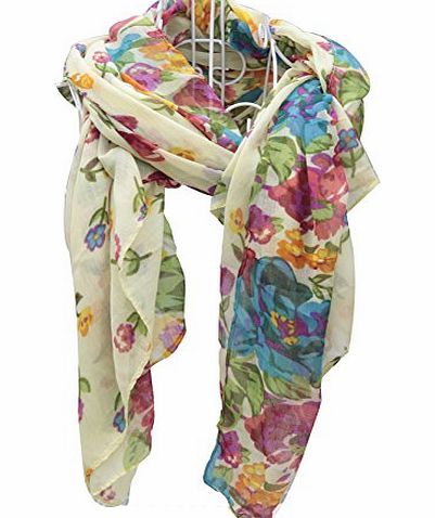 ILOVEDIY Long Floral Ladies Scarves Wraps Silk Feeling Voile Shawls Scarfs for Women