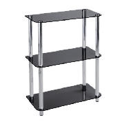 Mercury 3 shelf Storage, Black Glass