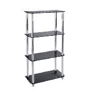 4 shelf Storage, Black Glass