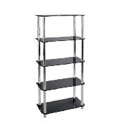 5 shelf Storage, Black Glass