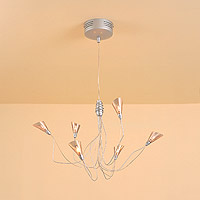 Merlin Six Light Halogen Pendant Satin Silver Effect