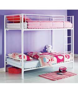 Metal Bunk Bed Frame - White