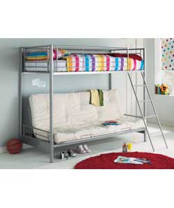 Metal Bunk Bed Frame with Natural Futon Mattress