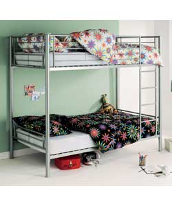 Metal Bunk Bed with Sleepwalk Mattress - Silver