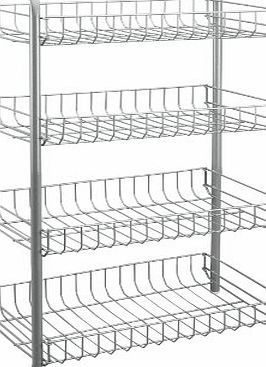 Metaltex 41 x 23 x 80 cm Monaco Multi-Purpose Storage Cart Rack with 4 Levels, Silver