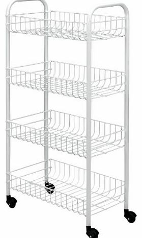 Metaltex Plastic Coated Pisa Rolling Cart, 4 Baskets