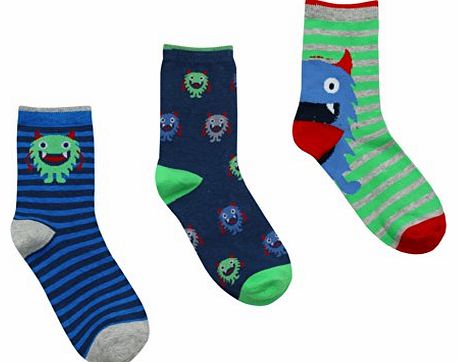 Metzuyan Ltd METZUYAN Boys Cotton Rich Design Socks 3 Pack Fun Funky Colourful Bright