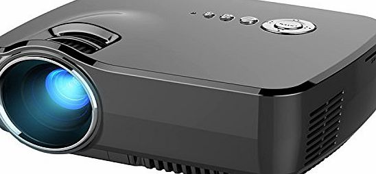 Meyoung HD Mini Portable Projector, Meyoung LED Pico Projector Gp70 Full Color 150`` 1200 Lumens Home Cinema 800*600 Resolution 1080p Video Projectors for Movies, TV, Party and Games, Black