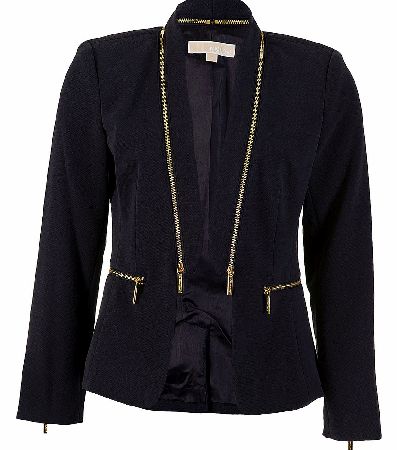 Michael Kors Dark Midnight Zip Blazer