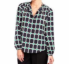 MICHAEL Michael Kors Navy and green print chain detail blouse