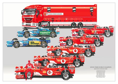 Michael Schumacher David Wilson - Michael Schumacher 7 Times World Champion - Michael Schumacher Print signed by the ar