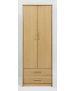 milan 2 Door 2 Drawer Wardrobe - Oak Finish