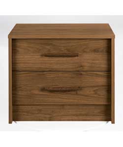 milan 2 Drawer Bedside Chest - Walnut Finish