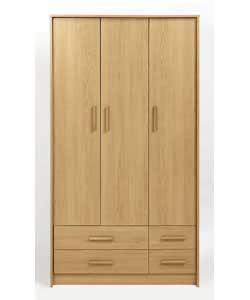 milan 3 Door 4 Drawer Wardrobe - Oak Finish