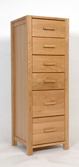 milan Light Oak 6 Drawer Chest of Drawers