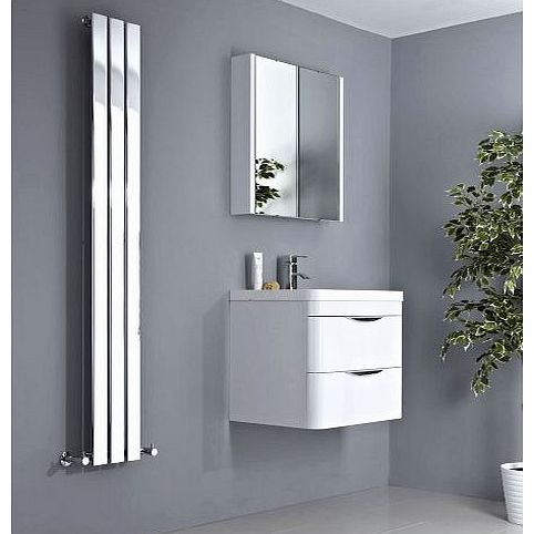 Milano Alpha - Chrome Slim Panel Vertical Designer Radiator 1600mm x 225mm - Slim Vertical Panel Rad - Tall Luxury Central Heating Radiators - Fixing Brackets included - 15 YEAR GUARANTEE!