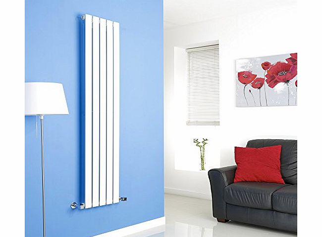 Milano Alpha - White Vertical Single Designer Radiator 1600mm x 350mm - Slim Vertical Panel Rad - Tall Luxury Central Heating Radiators - Fixing Brackets included - 15 YEAR GUARANTEE!