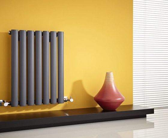 Milano Aruba - Anthracite Horizontal Designer Radiator 635mm x 415mm - Single Panel Oval Vertical Column Rad - Luxury Central Heating Radiators - Fixing Brackets included - 15 YEAR GUARANTEE