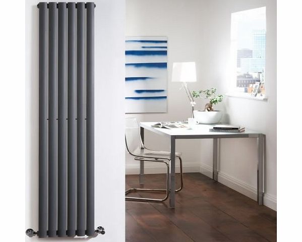 Milano Aruba - Anthracite Vertical Designer Radiator 1600mm x 354mm - Oval Vertical Column Rad - Luxury Central Heating Radiators Fixing Brackets included - 15 YEAR GUARANTEE!