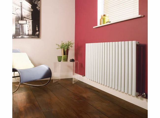 Milano Aruba - White Horizontal Designer Radiator 633mm x 1180mm - Single Panel Oval Vertical Column Rad - Luxury Central Heating Radiators - Fixing Brackets included - 15 YEAR GUARANTEE