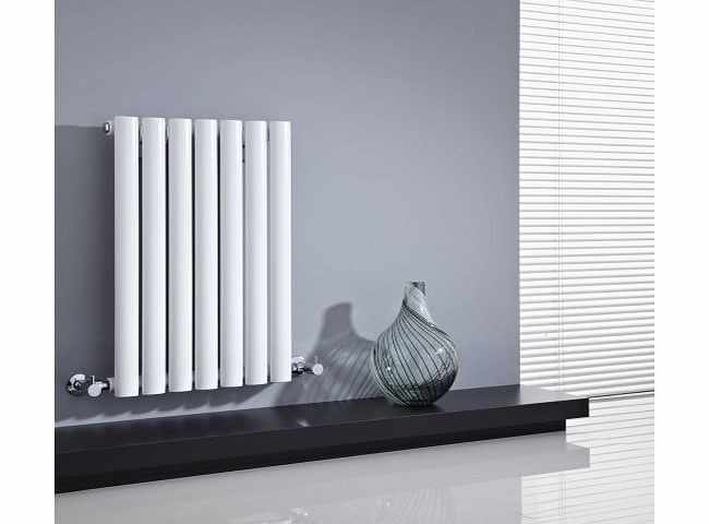 Milano Aruba - White Horizontal Designer Radiator 635mm x 415mm - Single Panel Oval Vertical Column Rad - Luxury Central Heating Radiators - Fixing Brackets included - 15 YEAR GUARANTEE