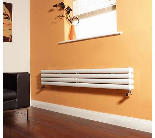 Milano Aruba - White Narrow Horizontal Designer Radiator 236mm x 1600mm - Double Panel Oval Vertical Column Rad - Luxury Central Heating Radiators - Fixing Brackets included - 15 YEAR GUARANTEE!