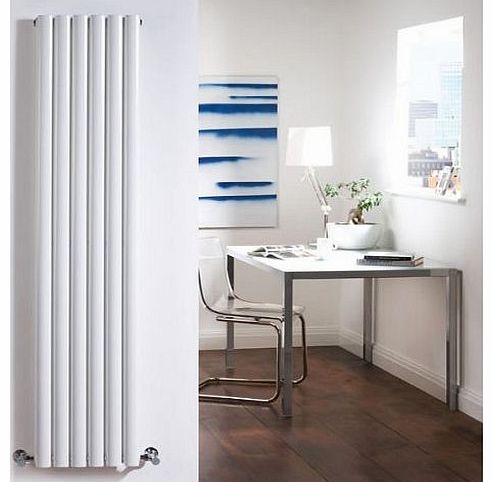 Milano Aruba - White Vertical Designer Radiator 1780mm x 354mm Double Panel - Oval Vertical Column Rad - Luxury Central Heating Radiators Fixing Brackets included - 15 YEAR GUARANTEE!