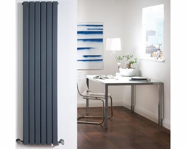 Milano Capri - Anthracite Flat Vertical Designer Radiator 1600mm x 354mm Double Panel - Vertical Column Rad - Luxury Central Heating Radiators - Fixing Brackets included - 15 YEAR GUARANTEE!