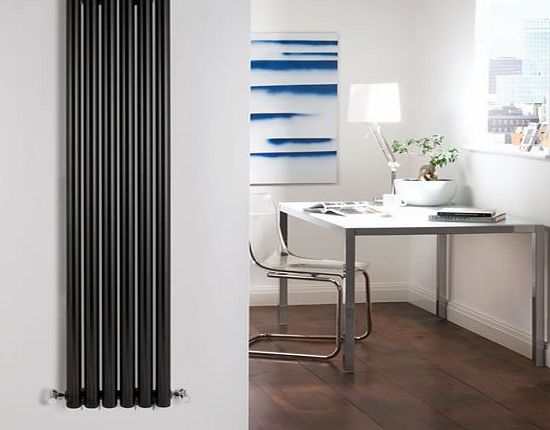 Milano Java - High Gloss Black Vertical Round Tube Designer Radiator 1600mm x 354mm - Vertical Tube Luxury Central Heating Radiators -Fixing Brackets included - 15 YEAR GUARANTEE!