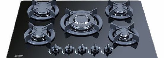 Millar  70cm Built-in 5 Five Burner Gas Hob Cooker Cooktop with Tempered Glass Surface Wok Burner 