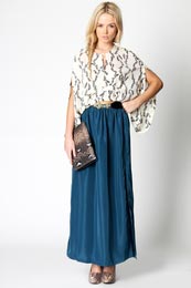 Millie Balloon Sleeve Feather Print Blouse
