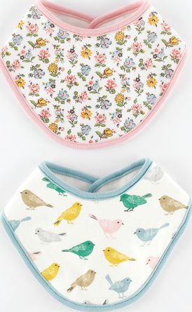 Mini Boden 2 Pack Dribble Bibs Birds/Snowdrop Sprig Mini