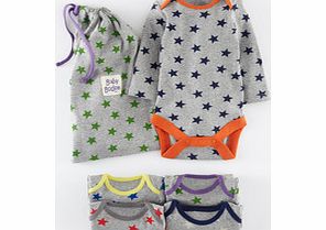 Mini Boden 5 Pack Bodies, Star Print,Spot/Stripe,Bud