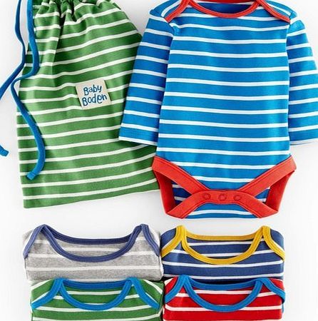 Mini Boden 5 Pack Bodies, Stripe 34598862