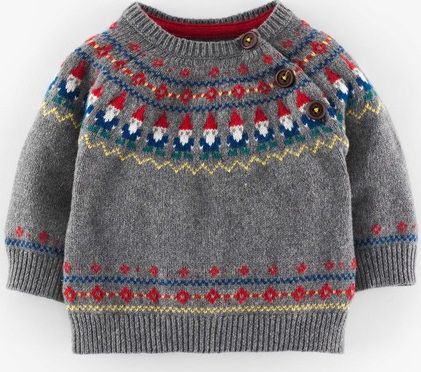 Mini Boden Boys Winter Jumper Charcoal Marl/Gnome Fairisle