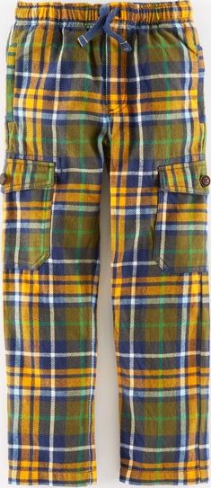 Mini Boden Brushed Tartan Cargos Green Mini Boden, Green