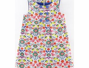 Mini Boden Button Pinafore Dress, Light Grey Winter Garden