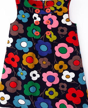 Mini Boden Button Pinafore Dress, Navy Pansy Pop 34194415