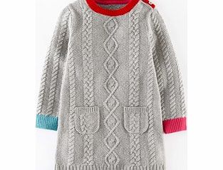 Mini Boden Cosy Cable Dress, Grey Marl 34385500