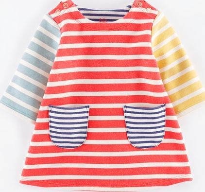 Mini Boden Cosy Sweatshirt Baby Dress Washed Red/Ecru