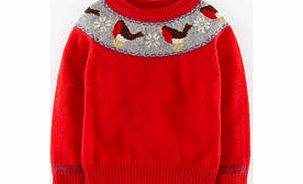 Mini Boden Festive Jumper, Fire Red Round Robin 34385336