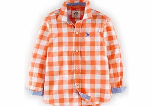 Mini Boden Laundered Shirt, Yellow Multi Gingham,Orange